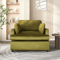 Green Oversized Accent Chair with Armrest Cushions and Angled Legs – 37  Wide