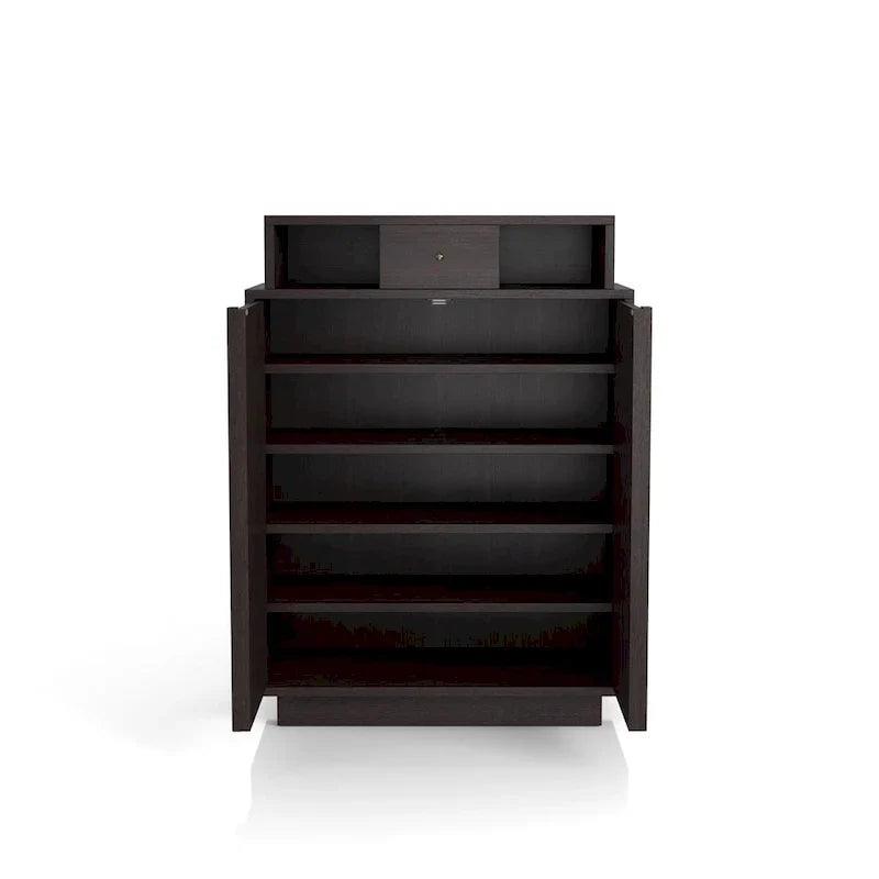 5-Shelf Shoe Cabinet with Drawer, Espresso