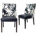 Wingback Upholstered Nailhead Dining Chairs Set of 2