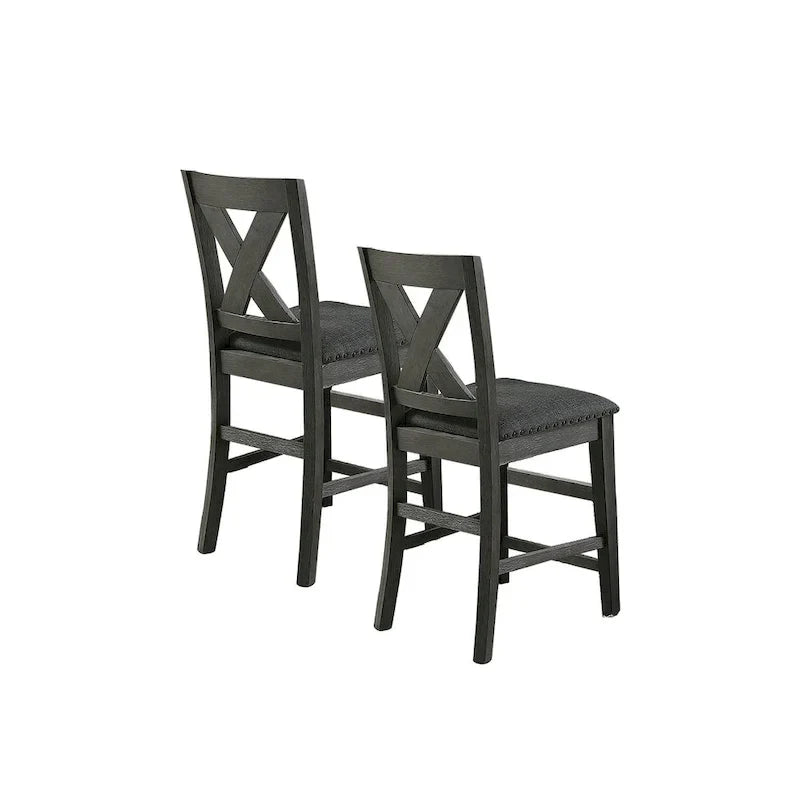 Counter Hight Chairs with X-Cross Back, Dark Grey