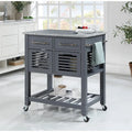 Kitchen Cart with Granite Top and Storage Drawers