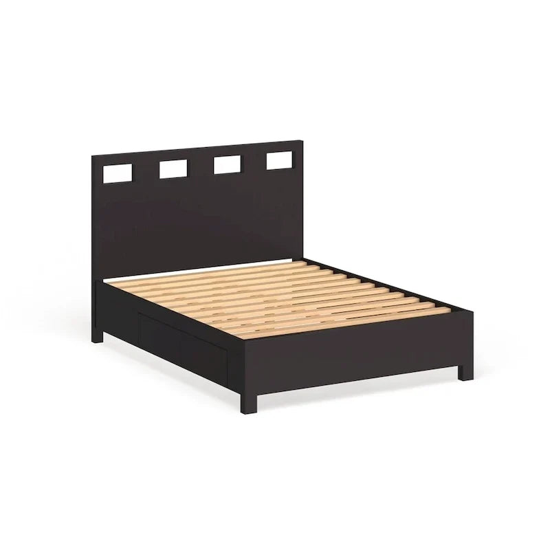 Rectangular Cutout Platform Storage Bed, Espresso Finish
