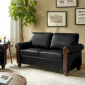 59  Transitional Faux Leather Loveseat with Solid Wood Legs and Nailhead Trim