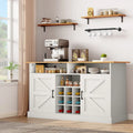 52Farmhouse Coffee Bar Cabinet with Floating Shelf - 15.75D x 52W x 34H